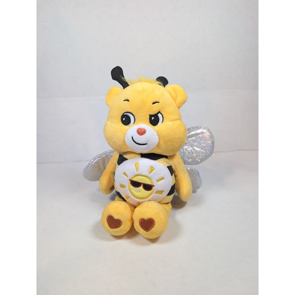 Care Bears Funshine Bear Bumble Bee Plush 10" Sparkly Wings Sun Sunglasses